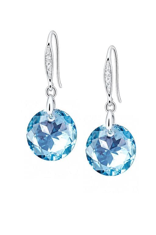 Aros Gran Gracia Plata 925 creado con cristales de Swarovski Aquamarine Celeste TALLA UNICA