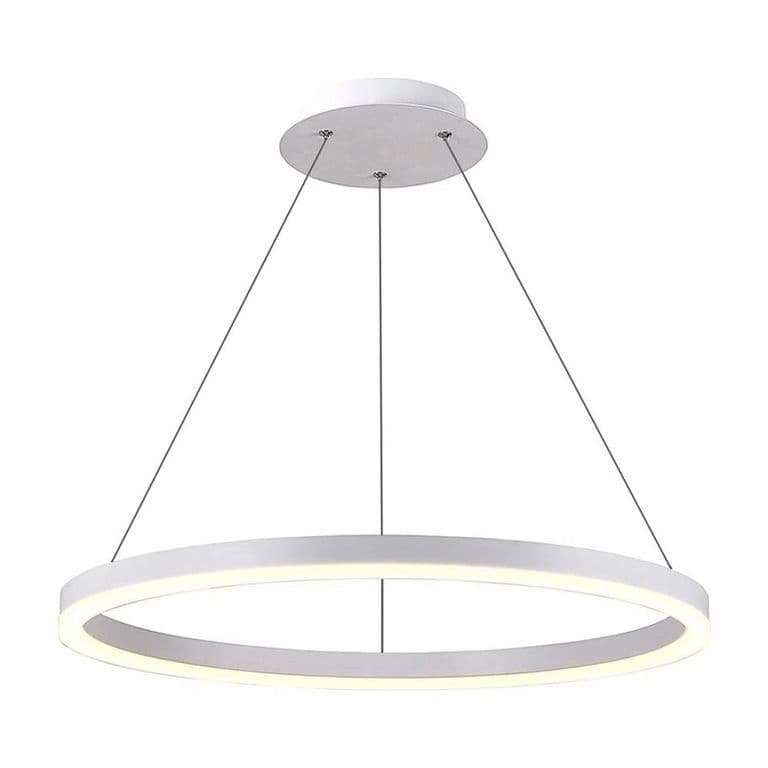 LAMPARA COLGANTE LED REDONDA 30W LUZ CALIDA ARO 50 BLANCA