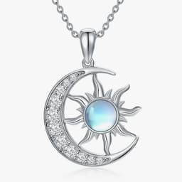 Collar plata 925 sol piedra luna mujer joya Plateado TALLA UNICA