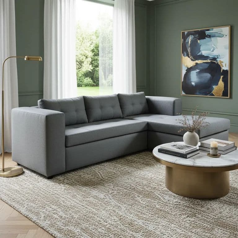 Sofa Seccional Derecho 4 Cuerpos 220x170 cm - Tela Repelente a Liquidos - Facil Limpieza Gris oscuro