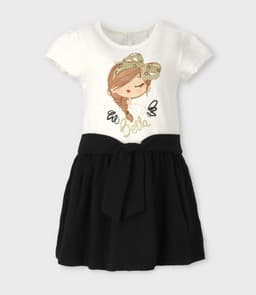 Vestido nina con puntos y estampado negro Negro 2 ANOS