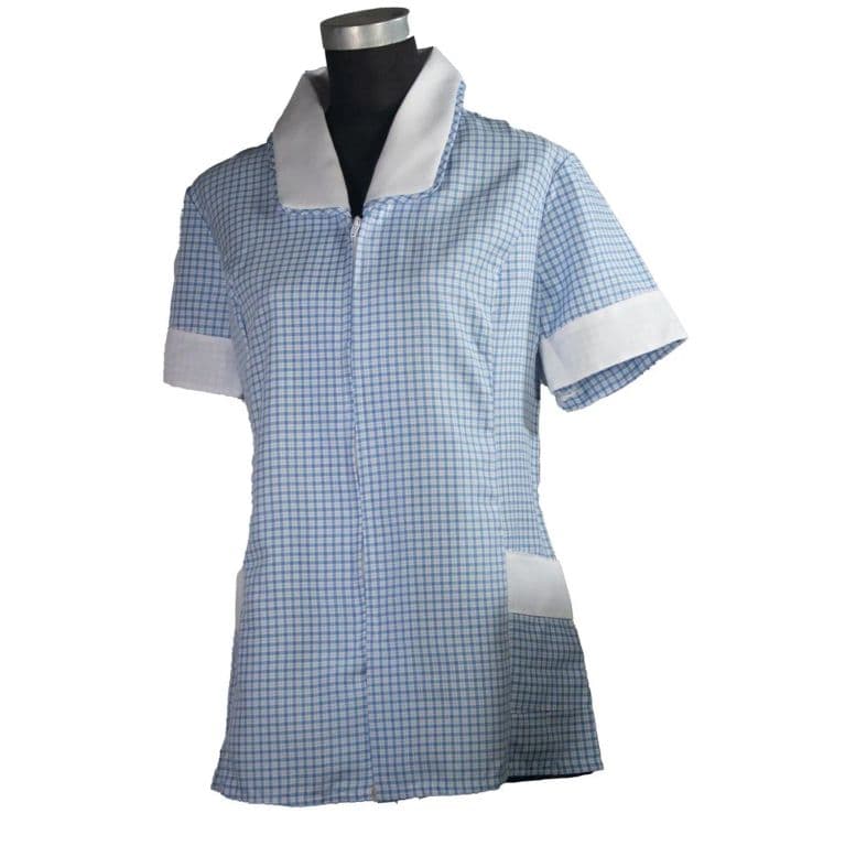 Delantal Chaqueta Tela Escocesa Celeste S