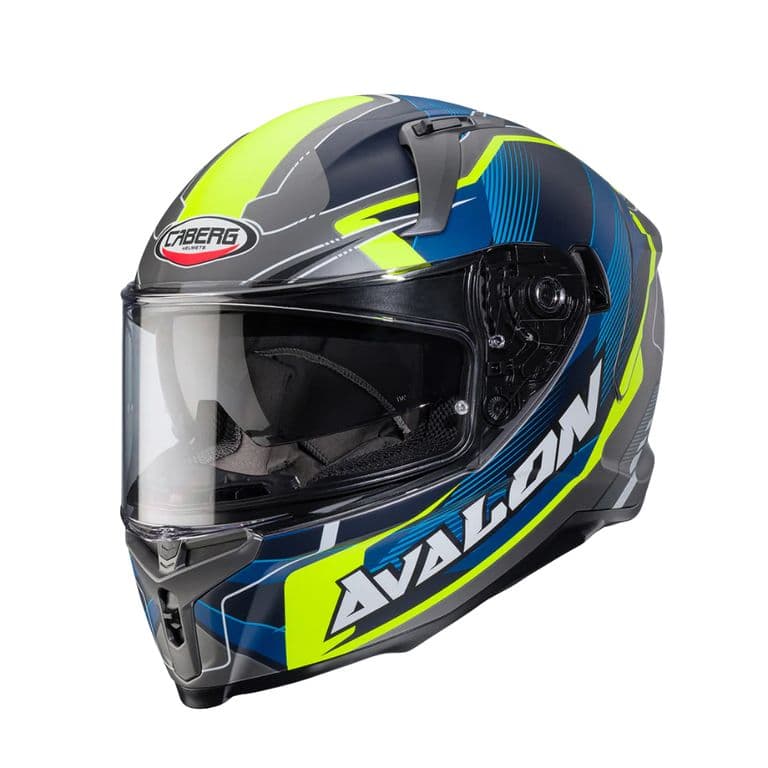 Casco De Moto Avalon X Optic Matt Grey Blue Yellow Fluor_. Amarillo M