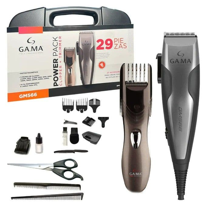 Cortadora de Pelo Afeitadora Clipper + Trimmer Gm566-RW 29 Piezas