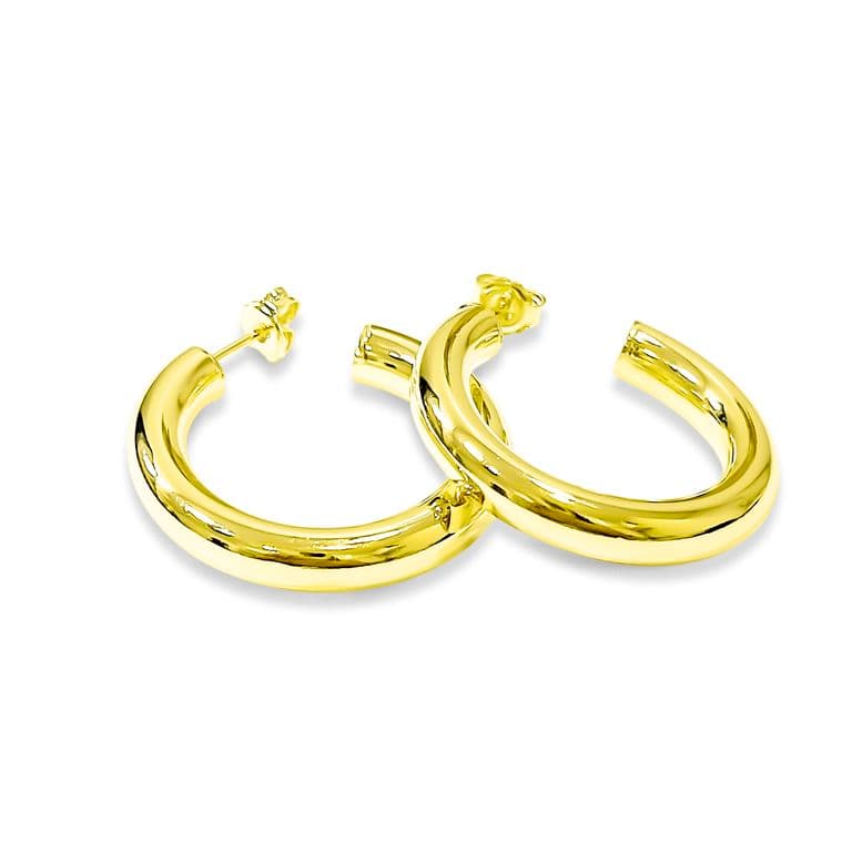 Aros Argollas Tubo Redondo 30mm Enchapado Oro 18K Dorado TALLA UNICA