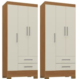 Combo 2 Closet 3 Puertas 2 Cajones 180x68x35 cm Off White R32X2