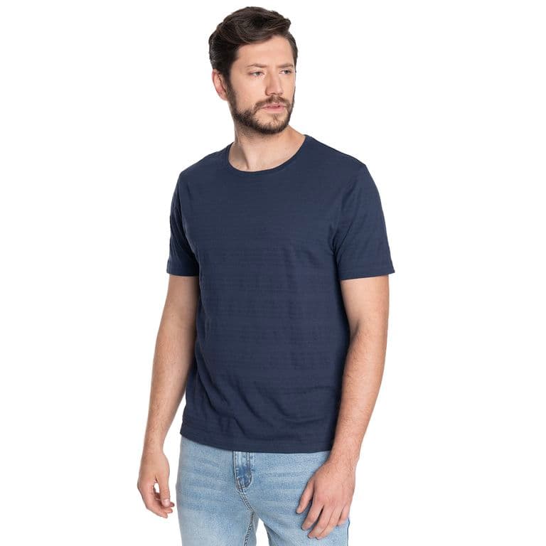 POLERA HOMBRE MANGA CORTA TEXTURADO LAREDO Azul Marino L