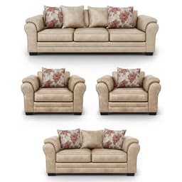 Living 9 Cuerpos 4+3+1+1 XL Con Resorte Estructural Grandon Envejecido Beige