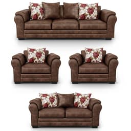 Living 9 Cuerpos 4+3+1+1 XL Con Resorte Estructural Grandon Envejecido Castano