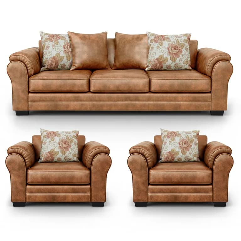 Living 6 Cuerpos 4+1+1 XL Con Resorte Estructural Grandon Envejecido Terracota