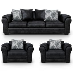 Living 6 Cuerpos 4+1+1 XL Con Resorte Estructural Grandon Envejecido Negro