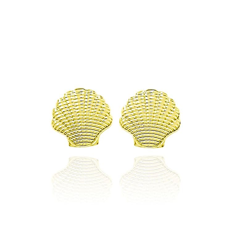 Aros Concha 13mm Enchapado Oro 18K Dorado TALLA UNICA