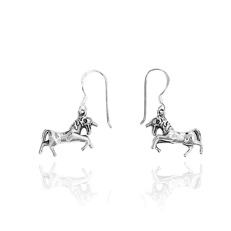 Aros Unicornio Colgante Gancho Plata Fina 925 Plateado TALLA UNICA