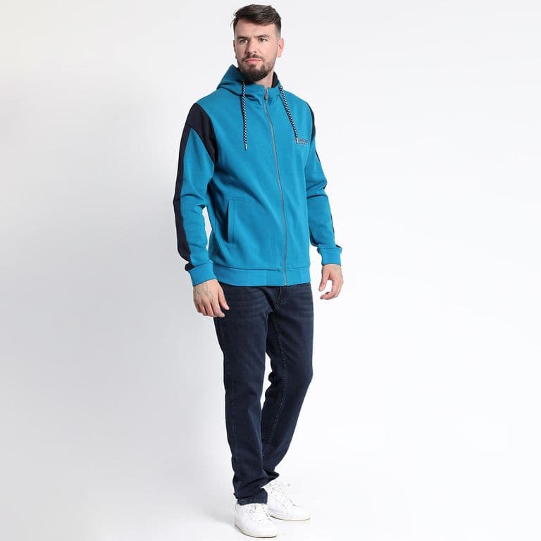 POLERON CON CAPUCHA FULL ZIPPER Azul M