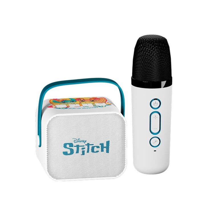 Mini Karaoke Kit Stitch Parlante y Microfono Inalambrico Blanco