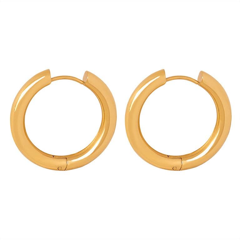 Aros Bano Oro Amarillo 18k Argollas Tubo Gru L Dorado TALLA UNICA