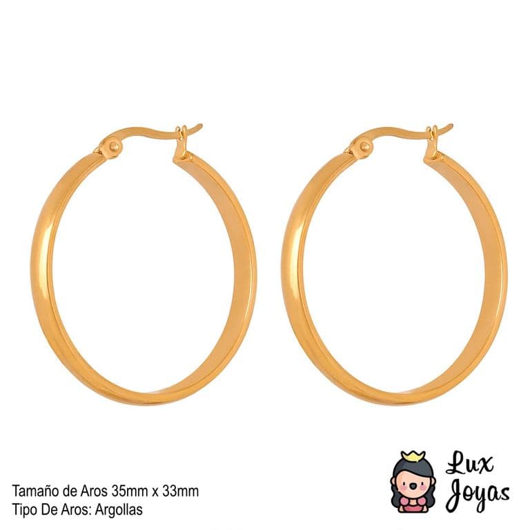Aros Bano Oro Amarillo 18k Argollas Ingles Dorado TALLA UNICA