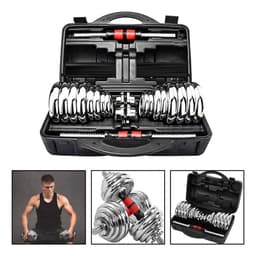 Set Mancuernas Cromado Ajustables De 30 Kg Con Maletin
