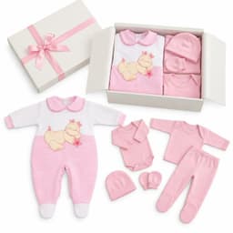 Ajuar de Bebe con Enterito Algodon Premium 0 a 3 Meses - Set de Regalo Nacimiento y Baby Shower. Rosado Bebe 0-3 MESES