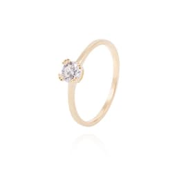 Anillo Revestido en Oro 18kt Solitario con Grifas Circon Amarillo 18