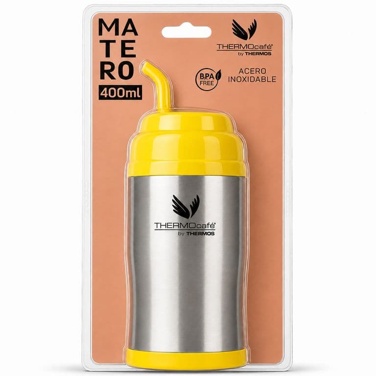 Vaso Termico MUG Matero Inoxidable Amarillo 400ML