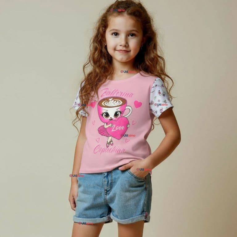 Polera Brainrots 100% Algodon Manga Corta Nina Tralalero Rosado Claro Rosa 2-4 ANOS