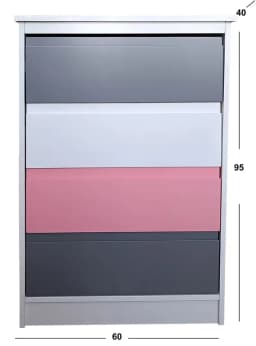 Cajonera Grafito Rosado 4 cajones Minimal