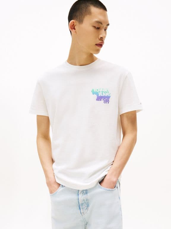 Polera Stack Con Logo Grafico Blanco Tommy Jeans Blanco S