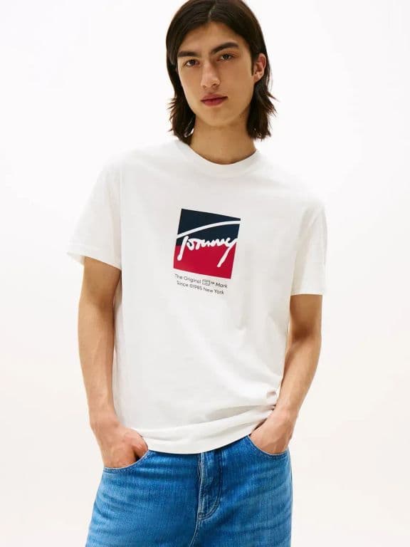 Polera Con Logo Distintivo Blanco Tommy Jeans Blanco L