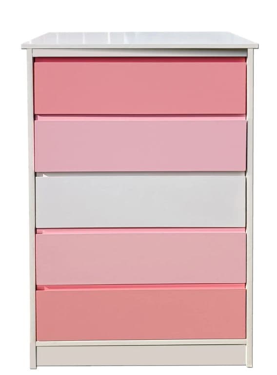 Cajonera 5 Cajones Rosado-Rosa Pastel-Blanco Modelo Minimal