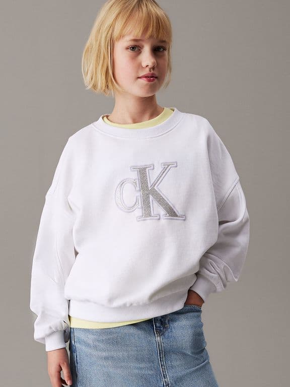 Poleron Nina Suelto Con Logo Blanco Blanco 6