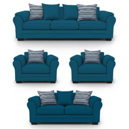 Living 9 Cuerpos 4+3+1+1 XL Con Resorte Estructural Grandon Chenille Azul petroleo