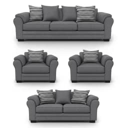 Living 9 Cuerpos 4+3+1+1 XL Con Resorte Estructural Grandon Chenille Gris claro