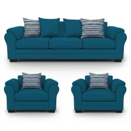 Living 6 Cuerpos 4+1+1 XL Con Resorte Estructural Grandon Chenille Azul petroleo