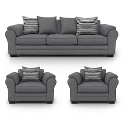 Living 6 Cuerpos 4+1+1 XL Con Resorte Estructural Grandon Chenille Gris claro