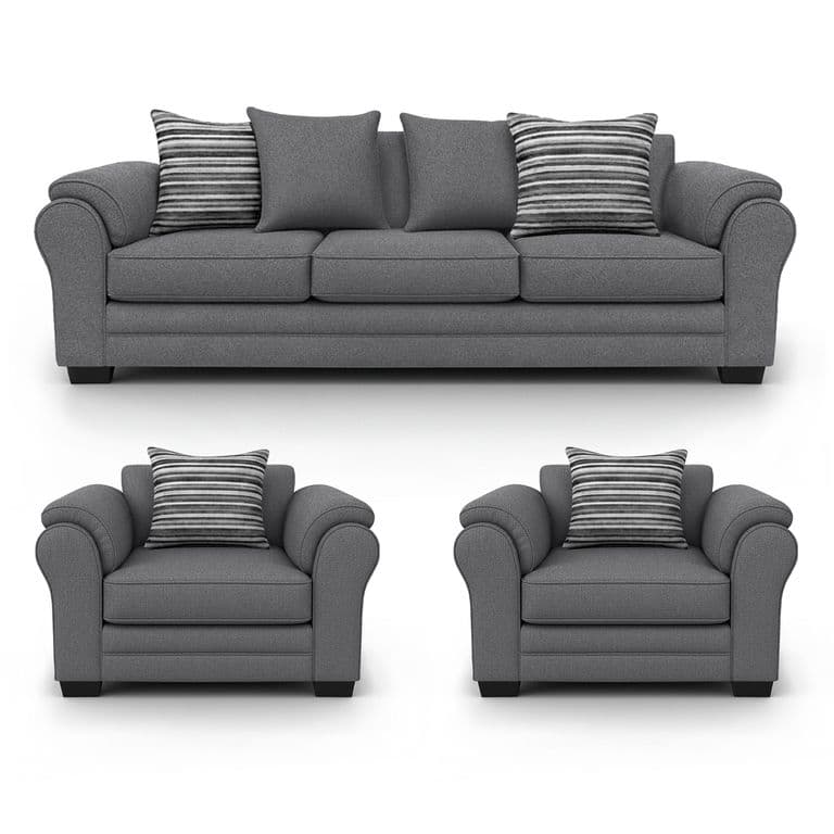 Living 6 Cuerpos 4+1+1 XL Con Resorte Estructural Grandon Chenille Gris claro