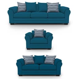 Living 8 Cuerpos 4+3+1 XL Con Resorte Estructural Grandon Chenille Azul petroleo