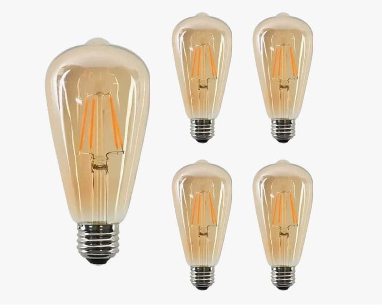 Pack 5 Ampolleta Led St64 E27 8w 2700k