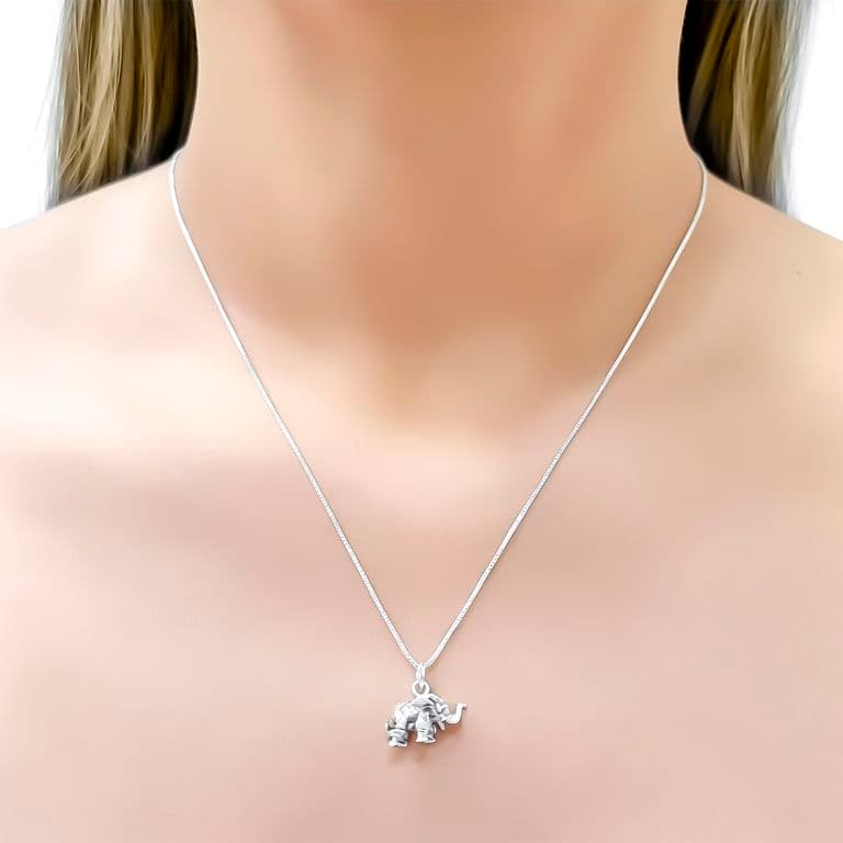 Collar Elefante Envejecido Veneciana Plata Fina 925 Plateado TALLA UNICA