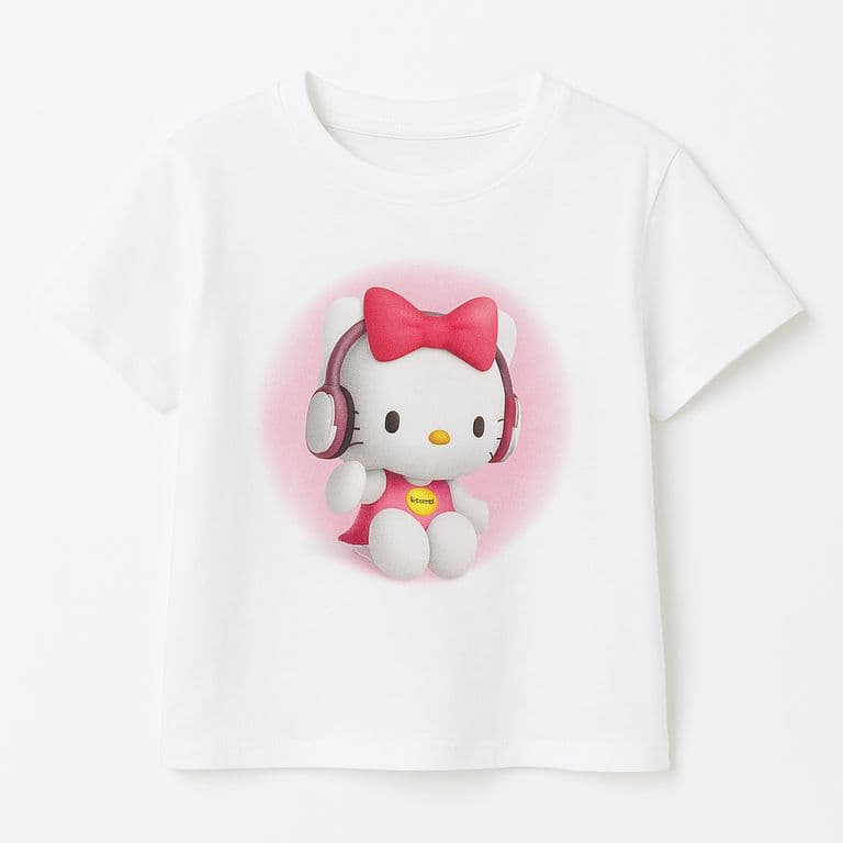 Polera Infantil Rosada Estampado Personaje Blanco 4