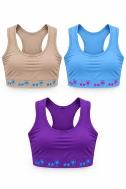 Pack 3 Petos Nina Elasticados Lycra. Mi Primer Sosten. 84 Multicolor 6-8