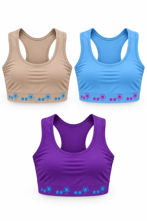 Pack 3 Petos Nina Elasticados Lycra. Mi Primer Sosten. 84 Multicolor 6-8