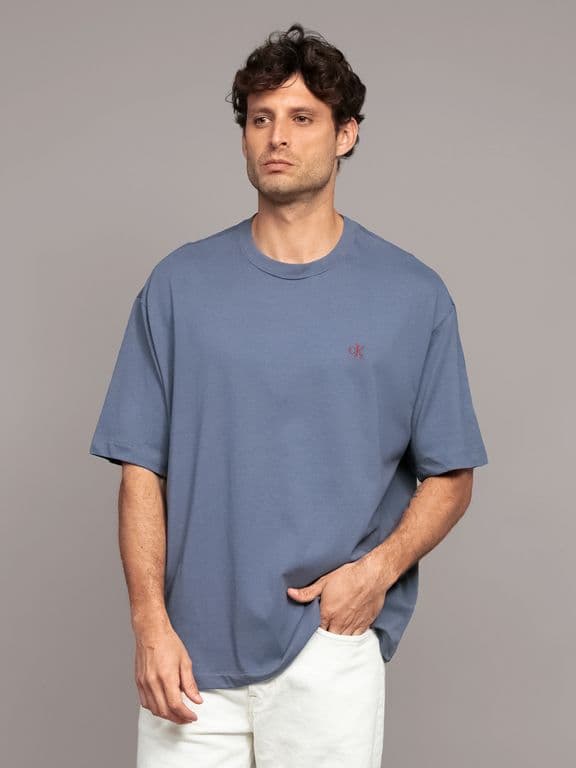 Polera Relaxed con Monograma Archive Azul Azul S