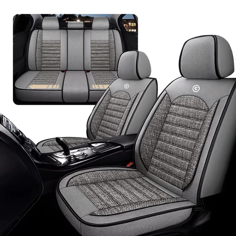 Funda Cubre Asiento Ecocuero y Lino Set 5 Asientos Luxury