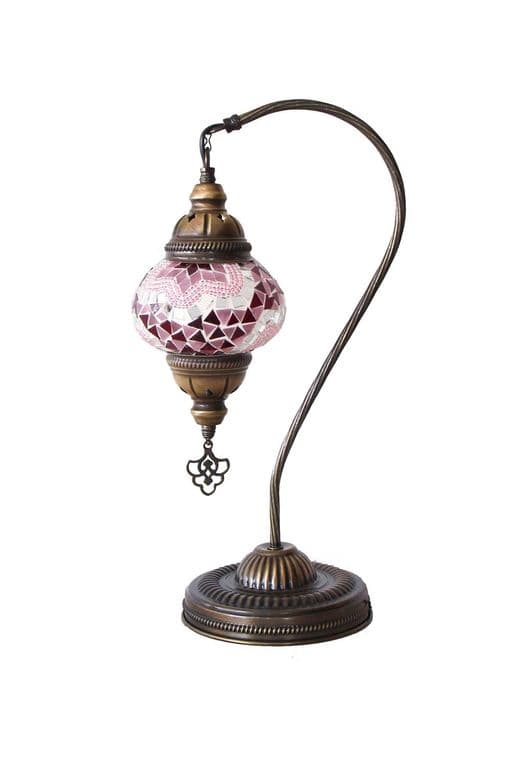 Lampara turca cisne S Nahr rosa y burdeo + ampolleta