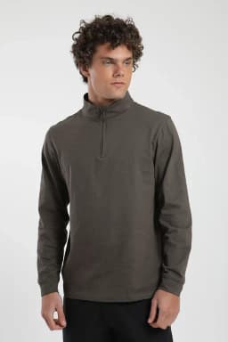 Poleron Sin gorro Ulmo Hombre - Algodon Organico Cafe S