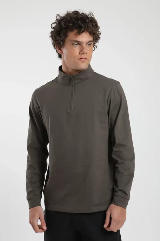 Poleron Sin gorro Ulmo Hombre - Algodon Organico Cafe S