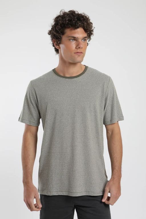 Polera Rayas Tejida Hombre - Lino Verde S