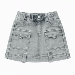 Falda Cargo Nina Con Bolsillos Moda Infantil 2025 Azul 4