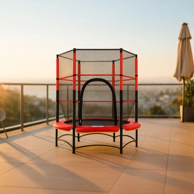 Cama Elastica Roja 1,4 metros con Malla seguridad 4,5 ft